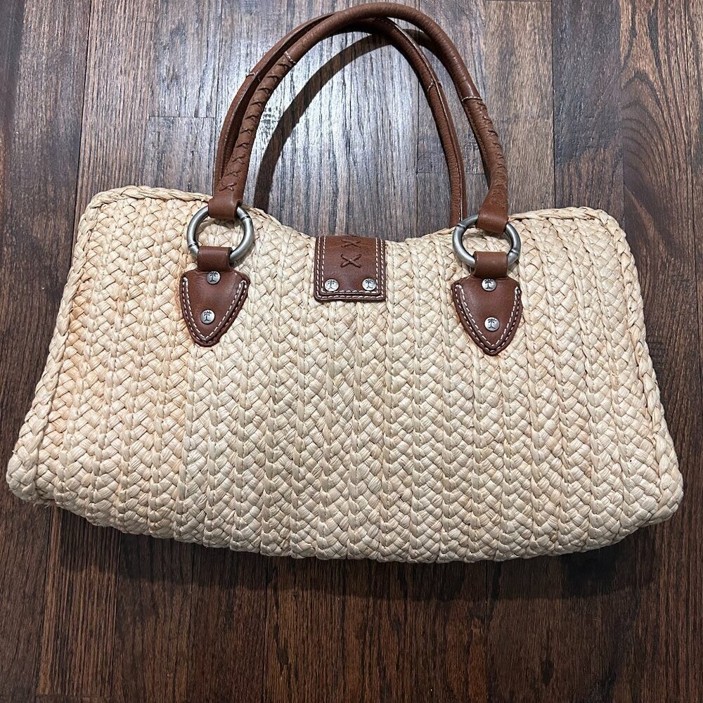 Tommy Bahama Large Straw & Leather Handbag - Picture 7 of 15